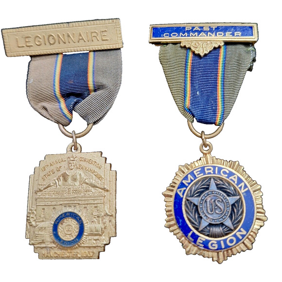 American Legion Past Commander and Legionnaire NH Convention 1937 Pins Ribbons - Picture 1 of 8